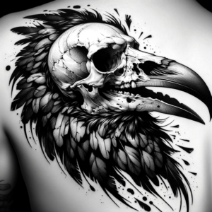 Trash Polka Tattoo Design Of A Raven Skull