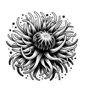 Trash Polka Tattoo Design Of A Sea Anemone