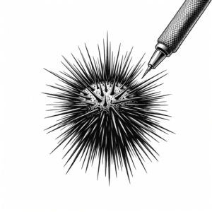 Trash Polka Tattoo Of A Sea Urchin