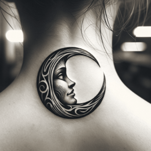 Tribal Crescent Moon With Face
