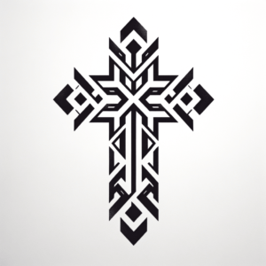 Tribal Cross With Sharp Angular Lines