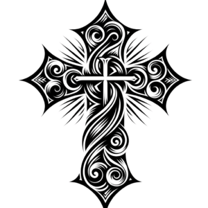 Tribal Cross With Spiral Motifs