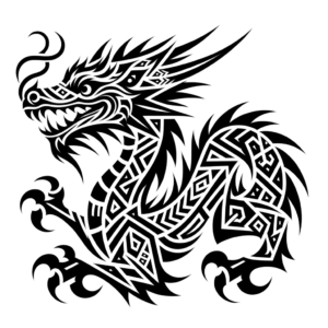 Tribal Dragon With Geometric Shapes