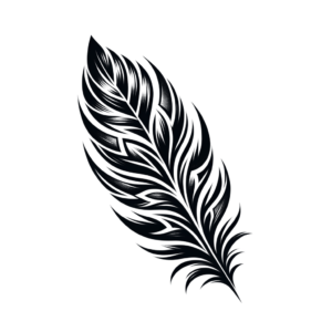 Tribal Feather In Black Ink