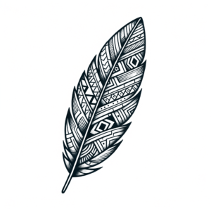 Tribal Feather With Geometric Shapes