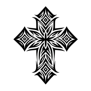 Tribal Pattern Cross In Bold Black Ink