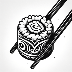 Tribal Sushi Roll With Chopsticks