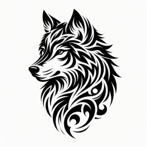 Tribal Wolf In Black Ink