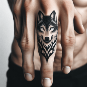 Tribal Wolf On The Middle Finger