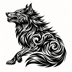 Tribal Wolf With Bold Lines