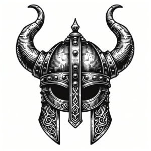 Viking Helmet With Horns In Traditional Style