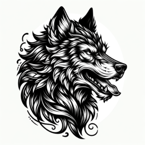 Warrior Blackwork Wolf