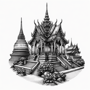 Wat Chedi Luang In Thai Lines