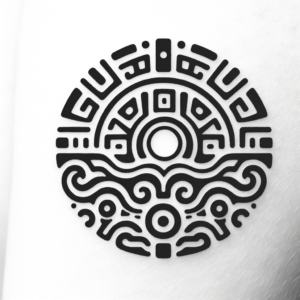 Water Glyph Depicted In An Aztec Tattoo