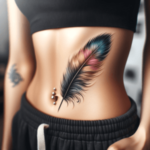 Watercolor Feather With A Gradient Of Colors