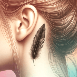 Watercolor Feather With Gradient Colors Behind The Ear