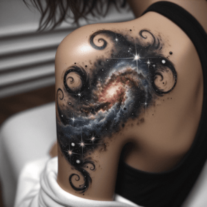 Watercolor Galaxy With Swirling Stars