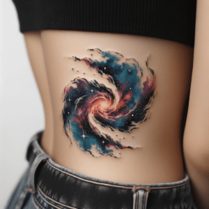 Watercolor Galaxy With Swirling Stars