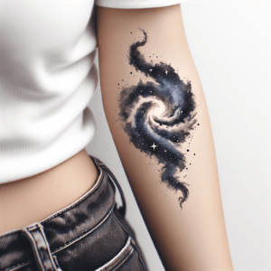 Watercolor Galaxy With Swirling Stars