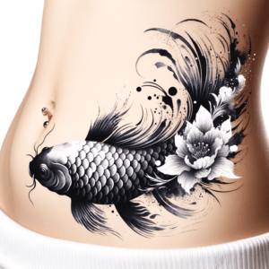 Watercolor Koi Fish With Flowing Fins And Scales