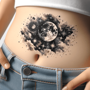 Watercolor Moon And Stars With A Soft Glow