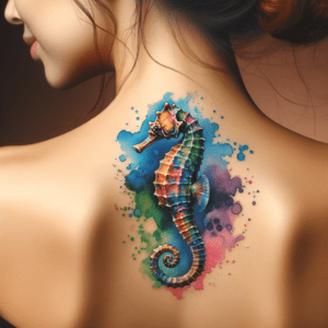 Watercolor Seahorse With Vibrant Hues