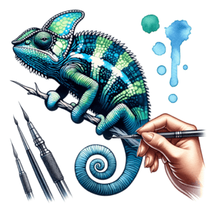 Watercolor Tattoo Design Of A Chameleon