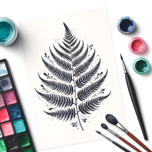 Watercolor Tattoo Design Of A Fern Leaf