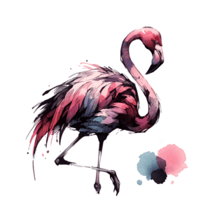 Watercolor Tattoo Design Of A Flamingo
