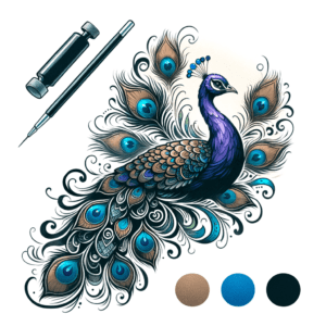 Watercolor Tattoo Design Of A Peacock