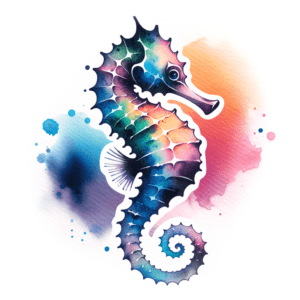 Watercolor Tattoo Design Of A Seahorse
