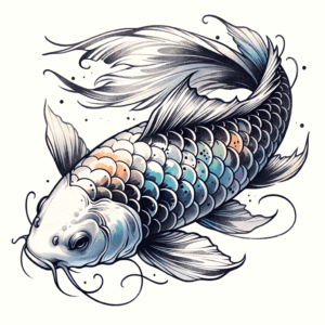 Watercolor Tattoo Of A Koi Fish