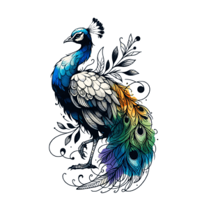 Watercolor Tattoo Of A Peacock