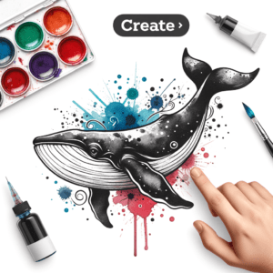Watercolor Tattoo Of A Whale