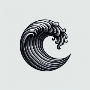 Wave Depicted In A Black And Grey Tattoo