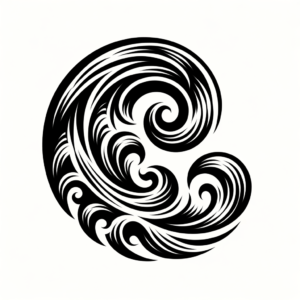 Wave Depicted In A Tribal Tattoo