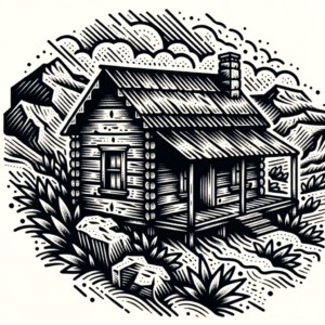 Western Tattoo Design Of A Frontier Cabin