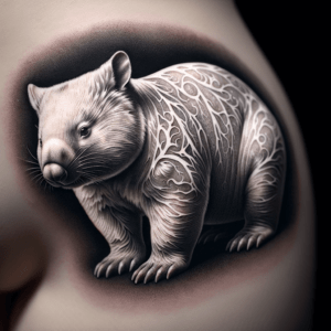 White Tattoo Of A Wombat