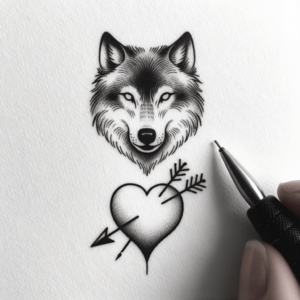 Wolf With A Stick And Poke Heart