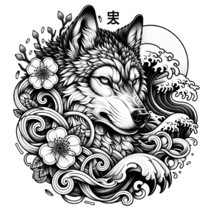 Wolf With Japanese Elements
