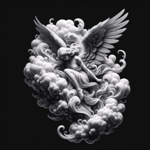 3D Angel Emerging From Clouds
