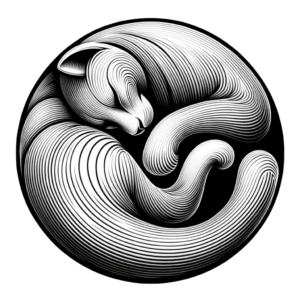 3D Cat Curled In A Circle