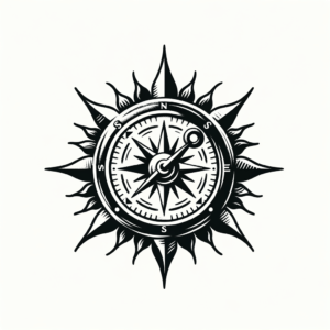 Abstract Sun Designed Around A Compass