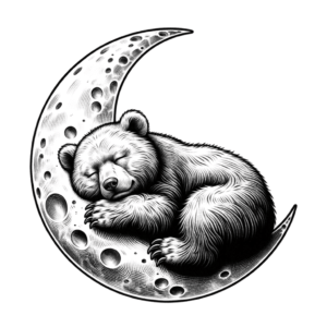 Adorable Bear Sleeping On A Moon