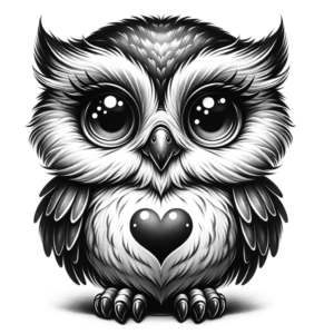 Adorable Cartoonish Owl With A Heart-Shaped Face