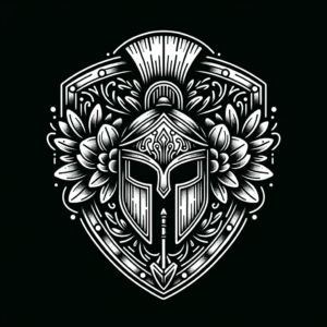 Adorable Chibi Spartan Shield With Floral Accents