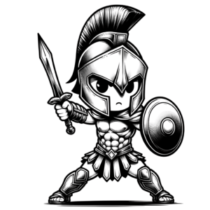 Adorable Chibi Spartan Warrior In Battle Stance