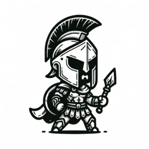 Adorable Chibi Spartan Warrior In Battle Stance