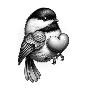 Adorable Chickadee With A Heart