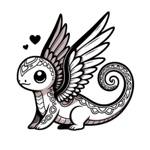 Adorable Quetzalcoatl With Heart-Shaped Wings